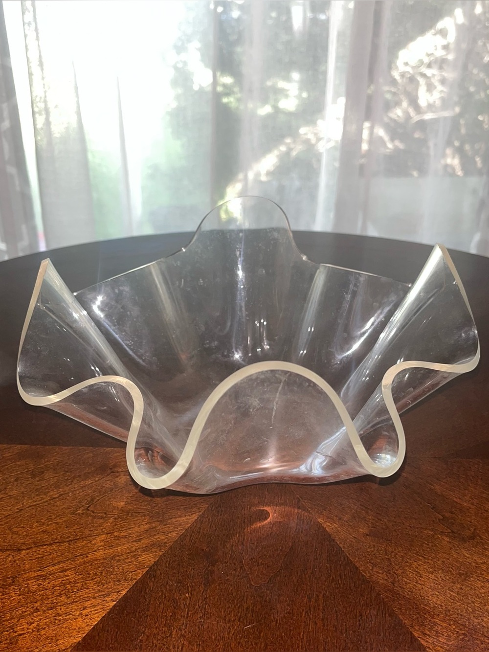 Vintage Clear Acrylic Handkerchief Wavy Bowl